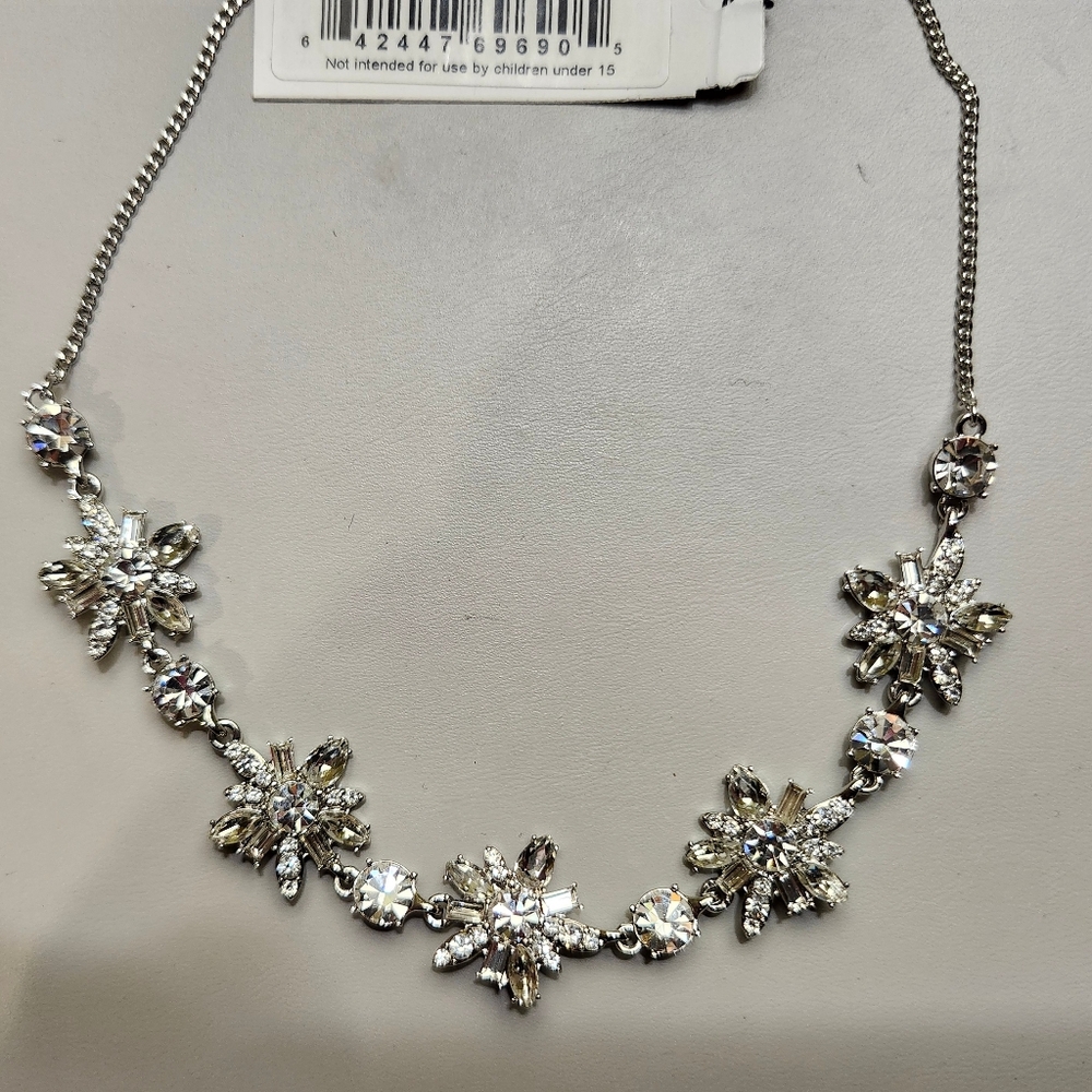 NWT Givenchy Silver-Tone Crystal Cluster Stone Frontal Necklace